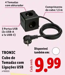 Lidl Tronic cubo de tomadas com ligações usb promoção