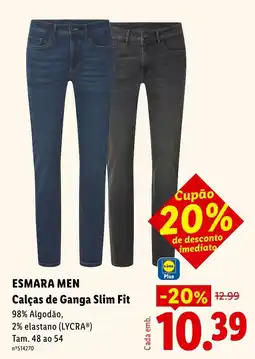 Lidl Esmara men calças de ganga slim fit promoção