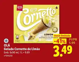 Lidl Gelado Cornetto de Limão promoção