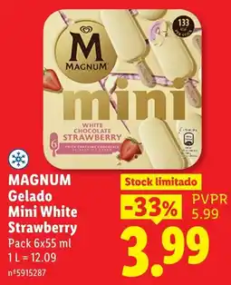 Lidl magnum gelado mini white strawberry promoção