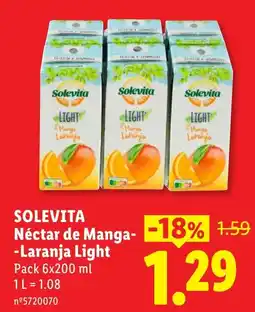 Lidl Solevita Néctar de Manga-Laranja Light promoção