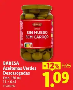Lidl Baresa azeitonas verdes descaroçadas promoção