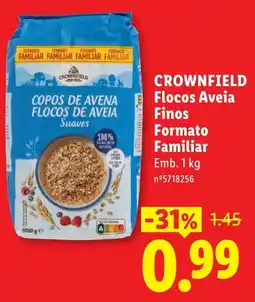 Lidl Crownfield flocos aveia finos promoção