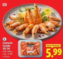 Lidl Camarão Cozido 30/50 promoção