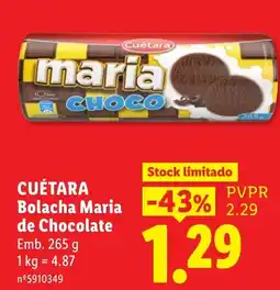 Lidl Cuétara bolacha maria de chocolate promoção