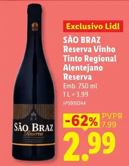 Lidl São Braz Reserva Vinho Tinto Regional Alentejano promoção