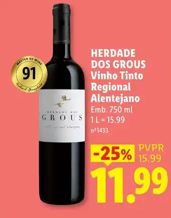 Lidl herdade dos grous vinho tinto regional alentejano promoção