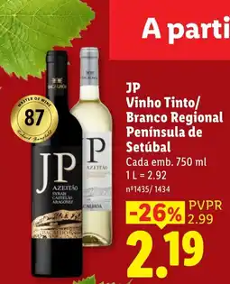 Lidl Jp vinho tinto/branco regional península de setúbal promoção