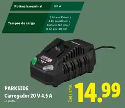 Lidl Parkside carregador 20 v 4,5 a promoção