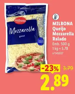 Lidl Milbona Queijo Mozzarella Ralado promoção