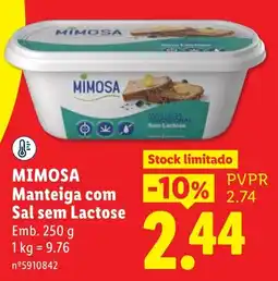 Lidl Mimosa manteiga com sal sem lactose promoção