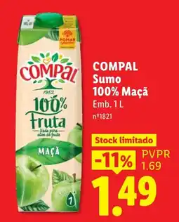 Lidl Compal Sumo 100% Maçã promoção