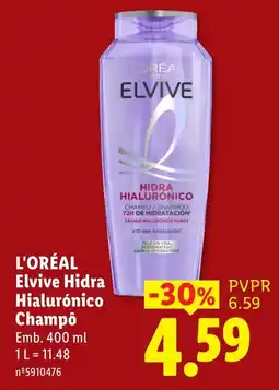 Lidl L'Oréal Elvive Hidra Hialurónico Champô promoção