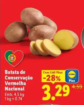 Lidl Batata de Conservação Vermelha Nacional promoção