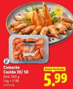 Lidl Camarão Cozido 30/50 promoção