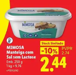 Lidl MIMOSA Manteiga com Sal sem Lactose promoção