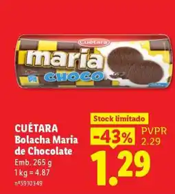 Lidl CUÉTARA Bolacha Maria de Chocolate promoção