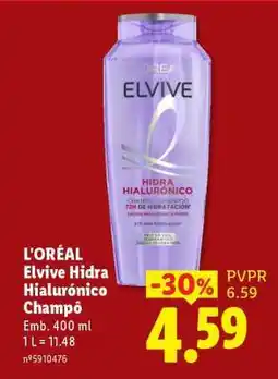 Lidl L'ORÉAL Elvive Hidra Hialurónico Champô promoção