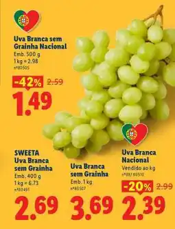 Lidl Uva Branca sem Grainha Nacional promoção