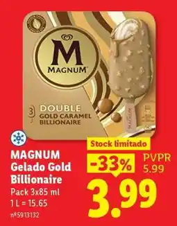 Lidl MAGNUM Gelado Gold Billionaire promoção