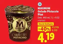 Lidl MAGNUM Gelado Pistaccio Pint promoção