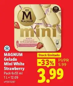 Lidl MAGNUM Gelado Mini White Strawberry promoção