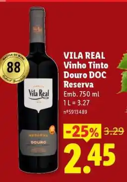 Lidl VILA REAL Vinho Tinto Douro DOC Reserva promoção