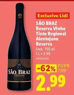 Lidl SÃO BRAZ Reserva Vinho Tinto Regional Alentejano Reserva promoção