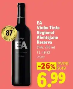 Lidl EA Vinho Tinto Regional Alentejano Reserva promoção