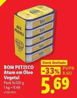 Lidl Bom Petisco Atum em Óleo Vegetal promoção