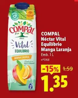 Lidl COMPAL Néctar Vital Equilíbrio Manga Laranja promoção