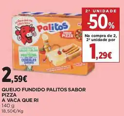 El Corte Inglés Queijo fundido palitos sabor pizza a vaca que ri promoção