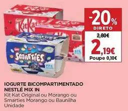 El Corte Inglés Iogurte bicompartimentado nestlé mix in kit kat original ou morango ou smarties morango ou baunilha promoção