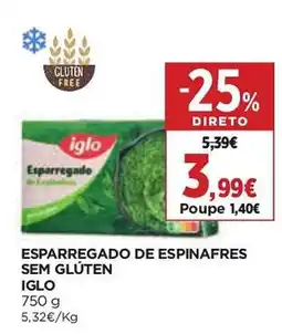 El Corte Inglés esparregado de espinafres sem glúten iglo promoção