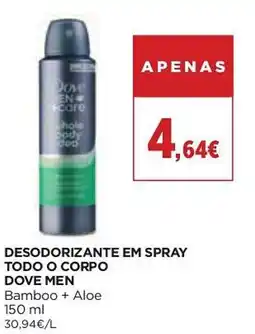 El Corte Inglés desodorante em spray todo o corpo dove men bamboo + aloe promoção