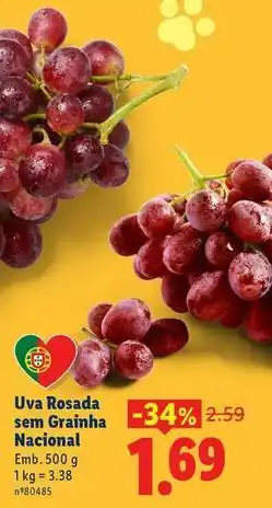 Lidl Nacional - uva rosada sem grainha promoção