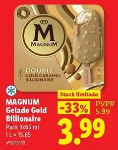 Lidl Magnum - gelado gold billionaire promoção