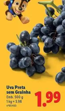Lidl Uva preta sem grainha promoção