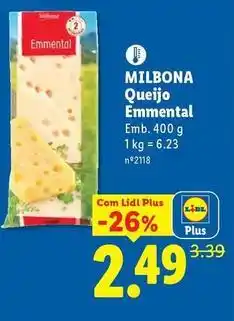 Lidl Milbona - queijo emmental promoção