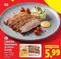 Lidl Caneira entremeada de porco assada promoção