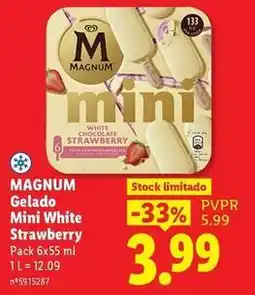 Lidl Magnum - gelado mini white strawberry promoção