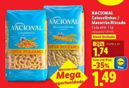 Lidl Nacional - cotovelinhos / macarrão riscado promoção