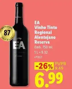 Lidl Ea - vinho tinto regional alentejano reserva promoção