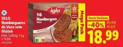 Lidl Iglo - hamburgueses de vaca sem gluten promoção