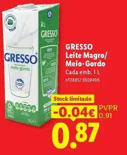 Lidl Gresso - leite magro/meio-gord promoção