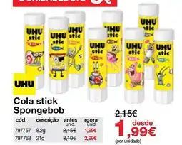 Staples Uhu Cola Stick Spongebob promoção