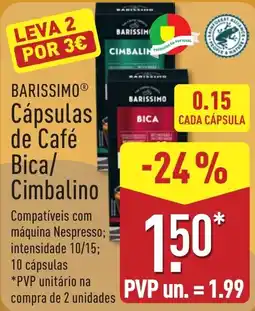 ALDI Barissimo cápsulas de café bica/cimbalino promoção