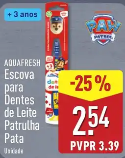 ALDI escova para dentes de leite patrulha pata aquafresh promoção