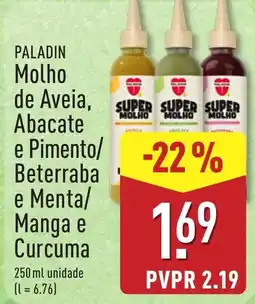 ALDI Paladin molho de aveia, abacate e pimento/beterraba e menta/manga e curcuma promoção