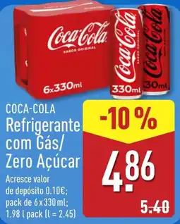 ALDI Coca-Cola Refrigerante com Gás/Zero Açúcar promoção